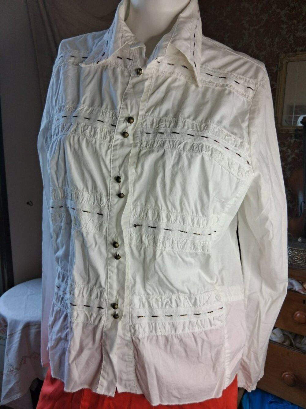 Elisa Cavaletti Button-Up Blouse Shirt Cotton Silk Elastene Women Size XXL